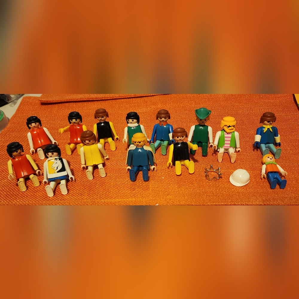 13 Vintage Geobra Playmobil 1974 People Figures & 1-1981 Mini BENIFITS CHARITY
